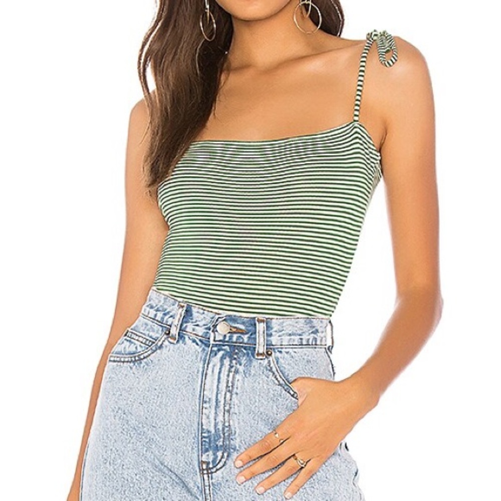 Striped Green and White Women's Bodysuit